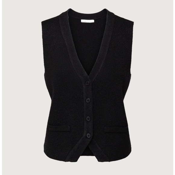 NWT Oak + Fort Button Down Vest Cardigan Black S - Picture 4 of 15